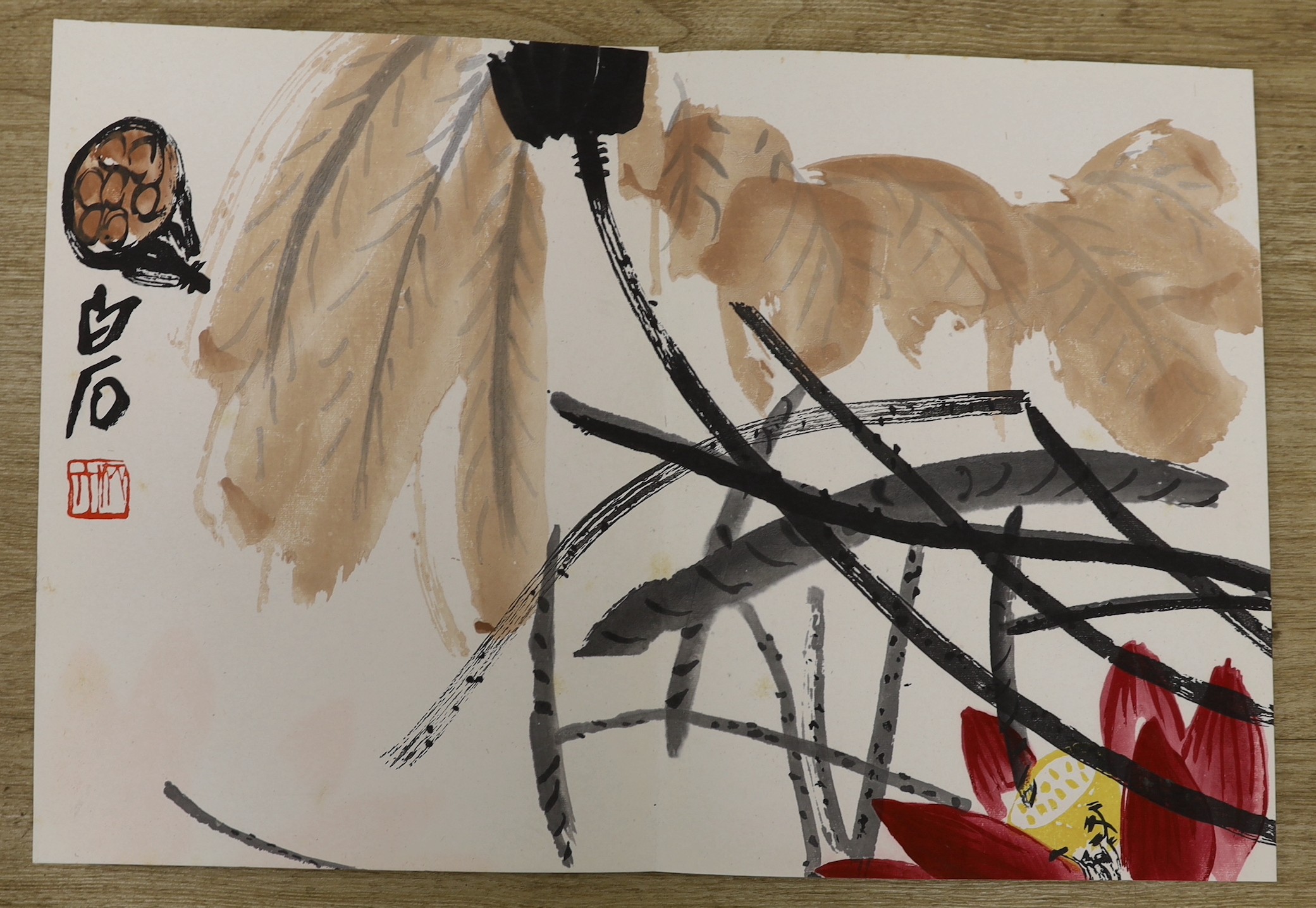Qi Baishi, woodblock prints, an album of paintings painted in his 88th year, published in 1959